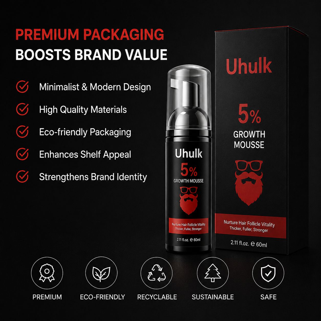 Uhulk Growth Boost Beard Mousse
