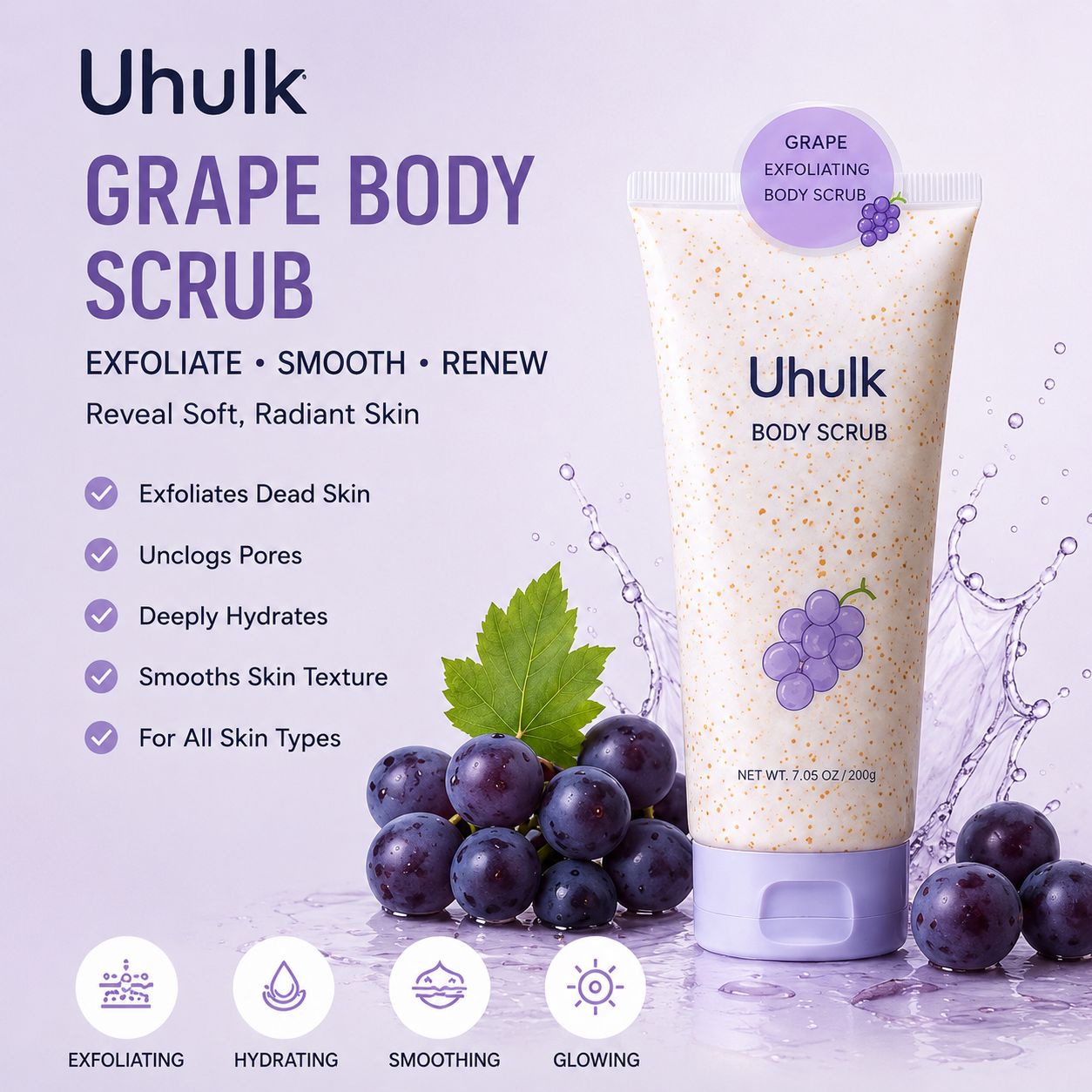 Uhulk Grape Brightening Body Scrub