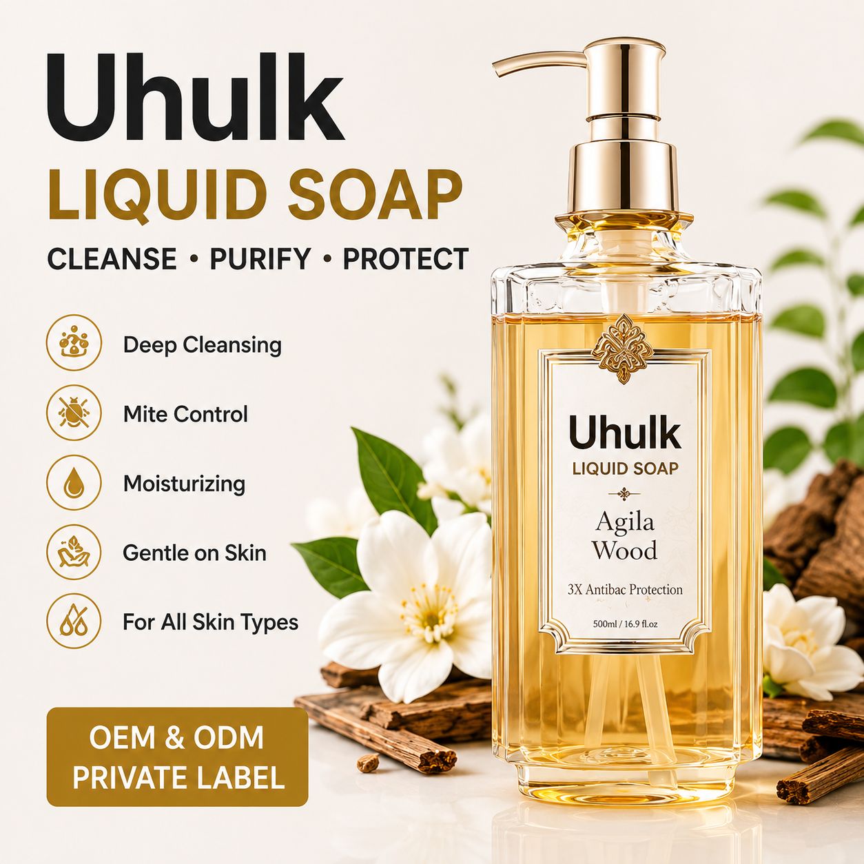 Uhulk Agarwood Nourishing Liquid Soap