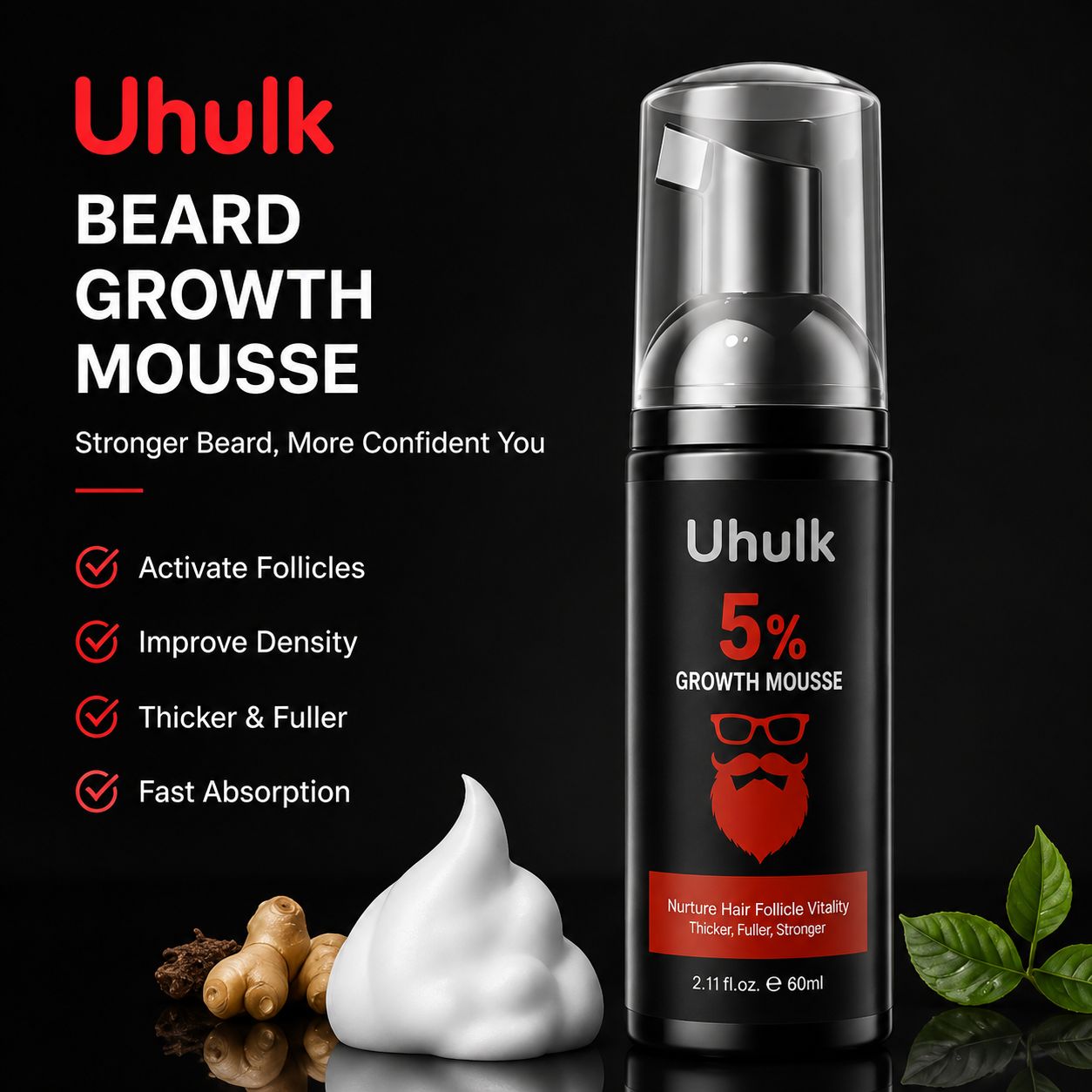 Uhulk Growth Boost Beard Mousse