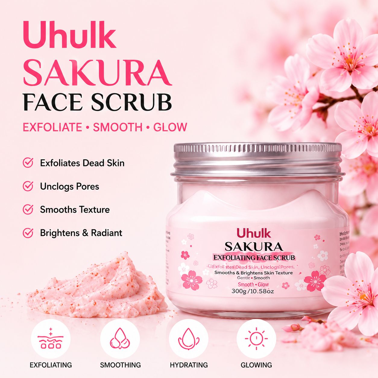 Uhulk Sakura Radiance Face Scrub