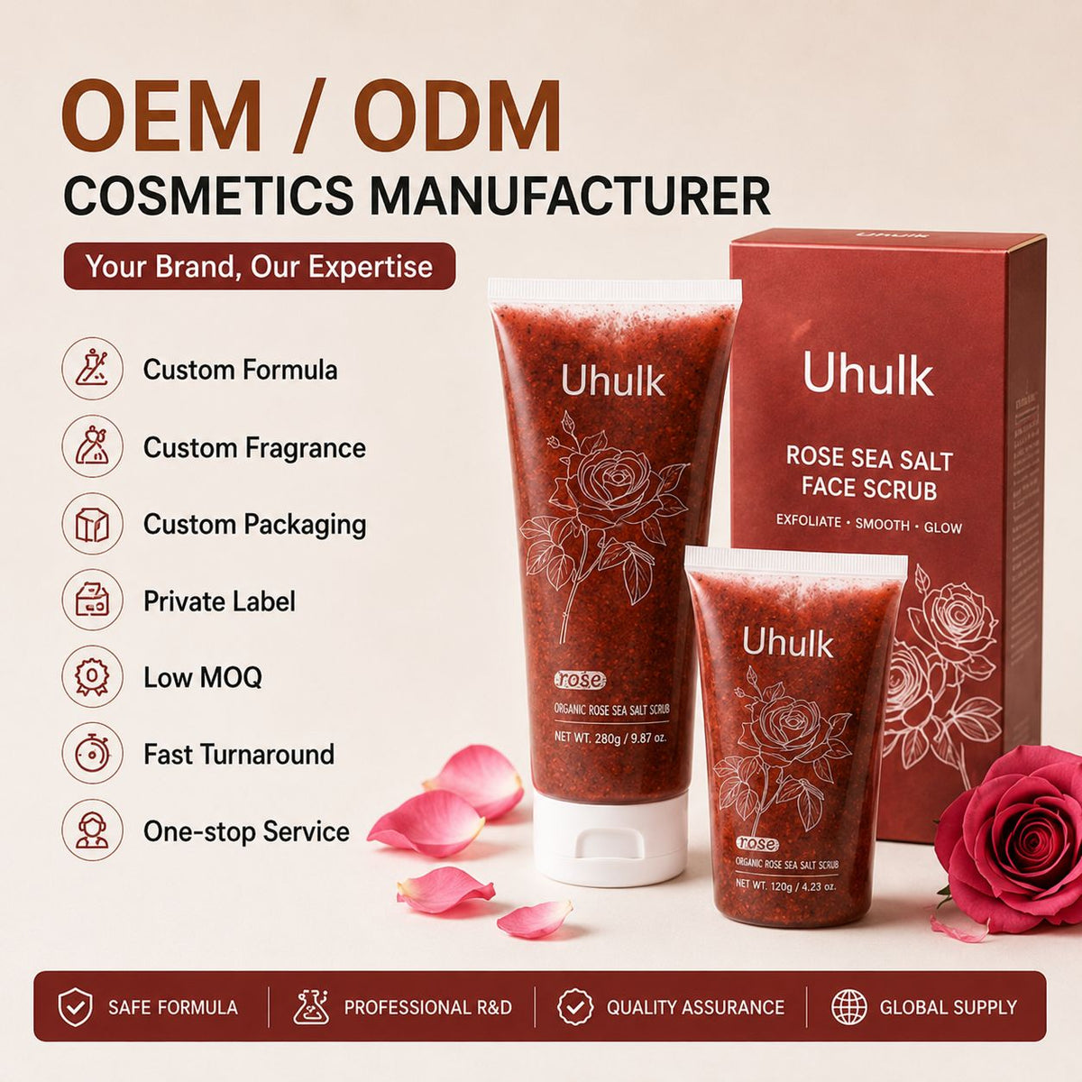 Uhulk Rose Sea Salt Exfoliating Face Scrub