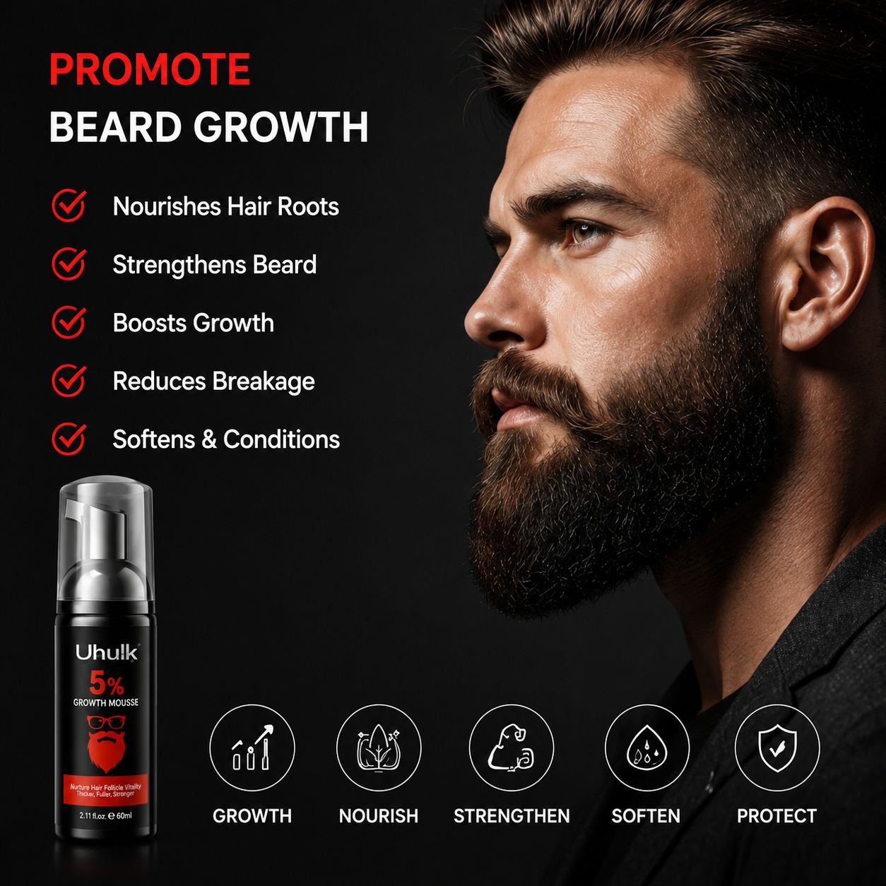 Uhulk Growth Boost Beard Mousse