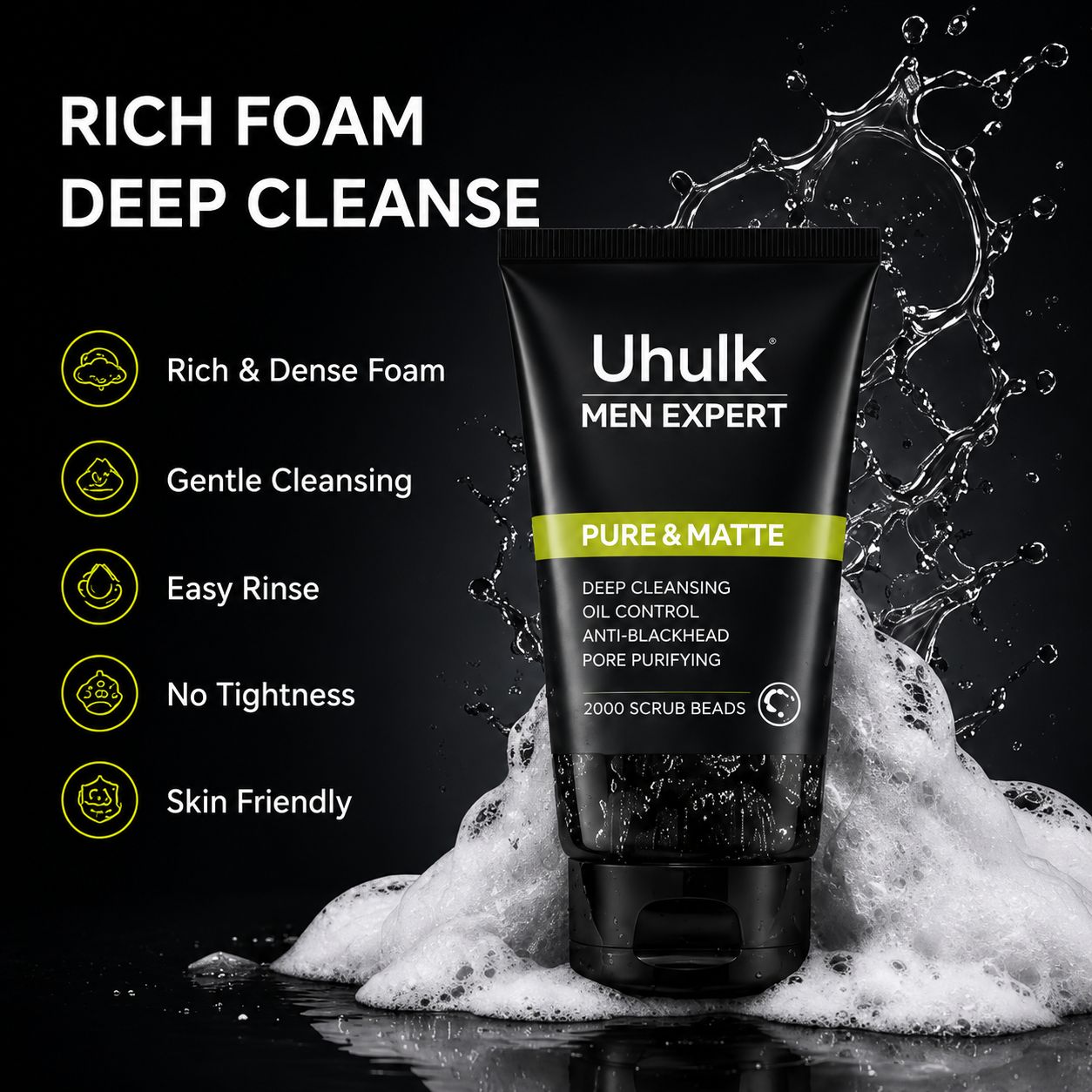 Uhulk Men Charcoal Purifying Face Wash