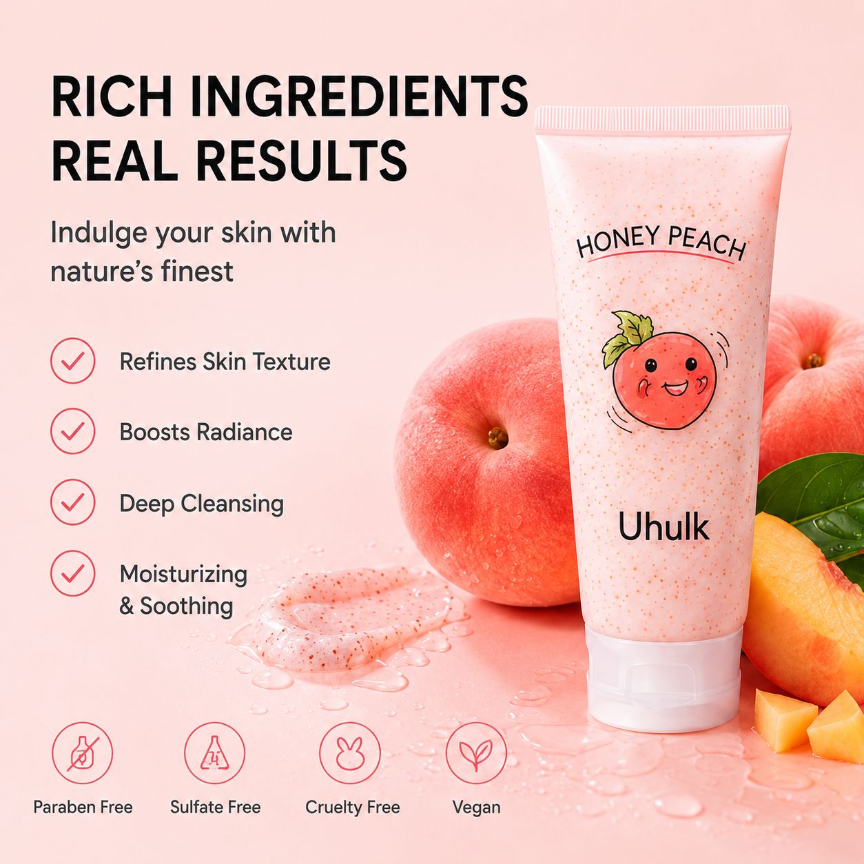 Uhulk Honey Peach Smoothing Body Scrub