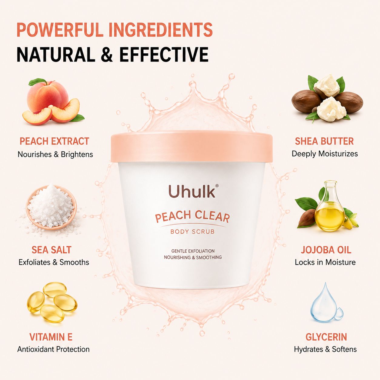 Uhulk Peach Glow Body Scrub