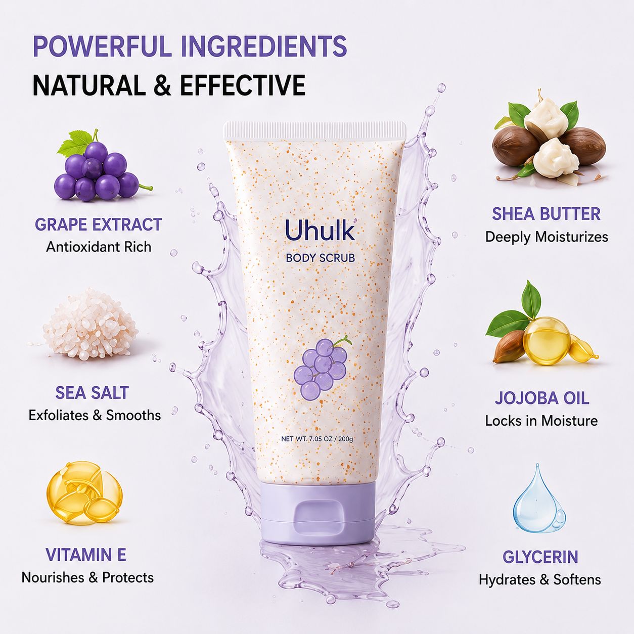 Uhulk Grape Brightening Body Scrub