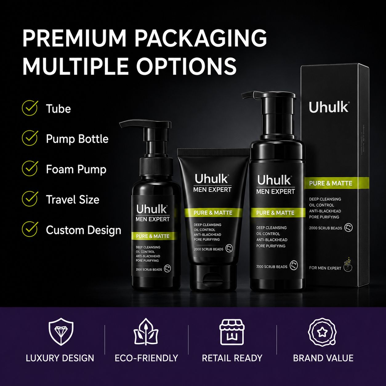 Uhulk Men Charcoal Purifying Face Wash