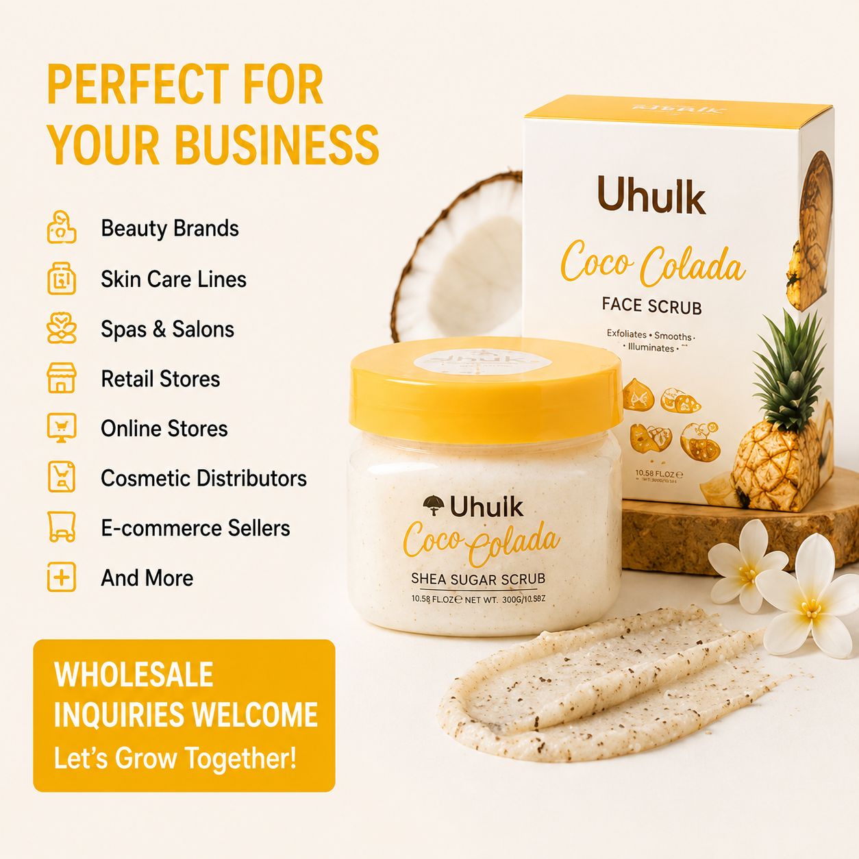 Uhulk Coco Colada Smoothing Face Scrub